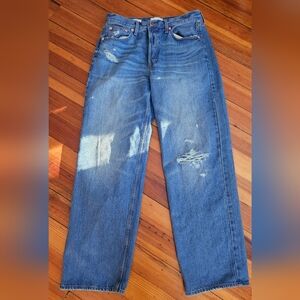 Universal Thread Mid Rise 90s Baggy Wide Leg Distressed Jeans Size 8